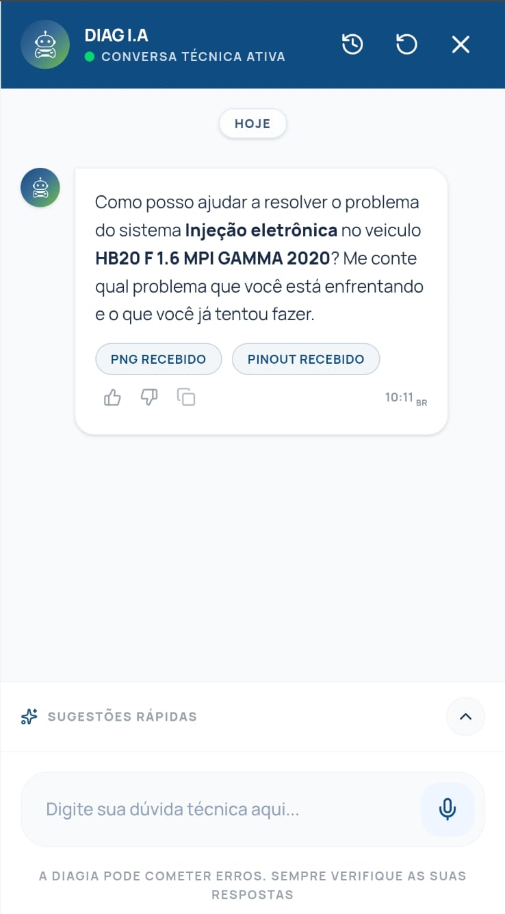 Diag IA: conversa iniciada com diagrama e pinout recebidos
